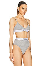 VERSACE Cotton Rib Bra in Grey Melange, view 2, click to view large image.