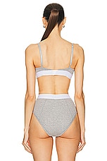 VERSACE Cotton Rib Bra in Grey Melange, view 3, click to view large image.