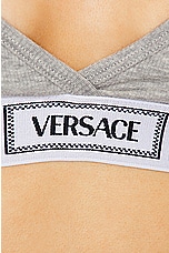 VERSACE Cotton Rib Bra in Grey Melange, view 5, click to view large image.