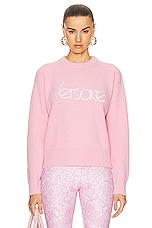 VERSACE 90's Embroidered Knit Sweater in Pale Pink, view 1, click to view large image.