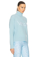 VERSACE 90's Embroidered Knit Sweater in Pale Blue, view 2, click to view large image.