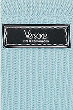 VERSACE 90's Embroidered Knit Sweater in Pale Blue, view 5, click to view large image.