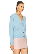 VERSACE Interlock Knit Cardigan in Pale Blue, view 2, click to view large image.