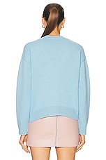 VERSACE Interlock Knit Cardigan in Pale Blue, view 3, click to view large image.