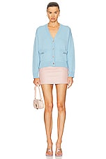 VERSACE Interlock Knit Cardigan in Pale Blue, view 4, click to view large image.