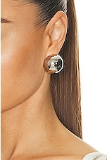 VERSACE Logo Earrings in Palladium, view 2, click to view large image.