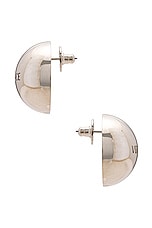 VERSACE Logo Earrings in Palladium, view 3, click to view large image.