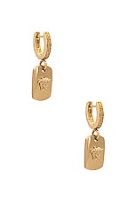 VERSACE Square Earrings in Gold, view 1, click to view large image.