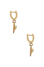 VERSACE Square Earrings in Gold, view 3, click to view large image.