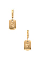 VERSACE Square Earrings in Gold, view 4, click to view large image.