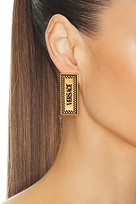 VERSACE Metal Rectangle Earrings in Versace Gold & Black, view 2, click to view large image.