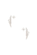VERSACE Metal Circle Earrings in Palladium, view 3, click to view large image.
