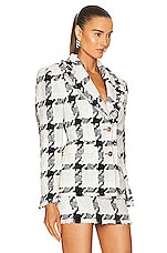 VERSACE Tweed Check Blazer in Bianco & Nero, view 2, click to view large image.
