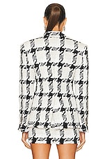 VERSACE Tweed Check Blazer in Bianco & Nero, view 4, click to view large image.