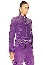 VERSACE Denim Jacket in Black & Dark Orchid, view 2, click to view large image.