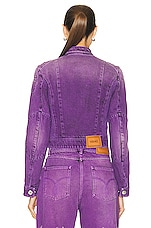 VERSACE Denim Jacket in Black & Dark Orchid, view 3, click to view large image.