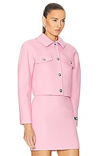 VERSACE Informal Cropped Jacket in Rose, view 2, click to view large image.