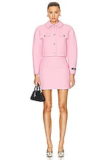 VERSACE Informal Cropped Jacket in Rose, view 4, click to view large image.