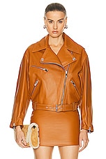 VERSACE Leather Jacket in Caramel, view 1, click to view large image.