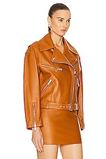 VERSACE Leather Jacket in Caramel, view 2, click to view large image.