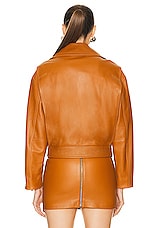 VERSACE Leather Jacket in Caramel, view 3, click to view large image.