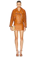 VERSACE Leather Jacket in Caramel, view 4, click to view large image.