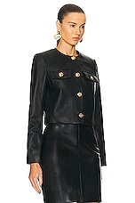 VERSACE Plonge Leather Jacket in Black, view 2, click to view large image.
