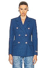 VERSACE Informal Tweed Jacket in Blue, view 1, click to view large image.