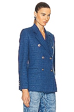 VERSACE Informal Tweed Jacket in Blue, view 2, click to view large image.