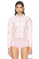 VERSACE Silk Jacket in Pastel Pink & White, view 1, click to view large image.