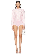 VERSACE Silk Jacket in Pastel Pink & White, view 4, click to view large image.