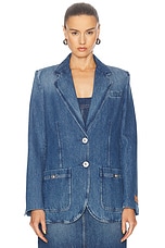 VERSACE Denim Blazer in Blu Medio, view 2, click to view large image.