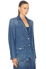 VERSACE Denim Blazer in Blu Medio, view 3, click to view large image.