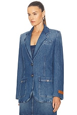 VERSACE Denim Blazer in Blu Medio, view 4, click to view large image.