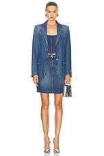 VERSACE Denim Blazer in Blu Medio, view 6, click to view large image.