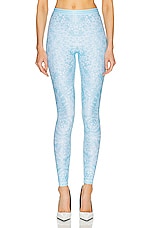 VERSACE Lycra Baroque Leggings in Pale Blue, view 1, click to view large image.