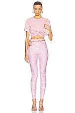 VERSACE Lycra Baroque Leggings in Pale Pink, view 4, click to view large image.