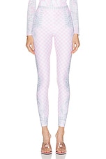 VERSACE Printed Legging in Pastel Pink, White, & Silver, view 1, click to view large image.
