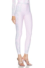 VERSACE Printed Legging in Pastel Pink, White, & Silver, view 2, click to view large image.