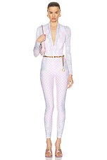 VERSACE Printed Legging in Pastel Pink, White, & Silver, view 4, click to view large image.