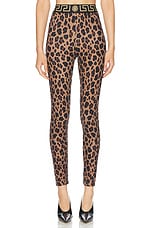 VERSACE Leopard Leggings in Chestnut & Gold, view 1, click to view large image.