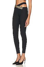VERSACE Criss Cross Band Legging in Nero, view 3, click to view large image.