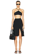 VERSACE Pareo Jersey Cayman Coverall Skirt in Black, view 5, click to view large image.