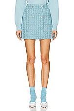 VERSACE Heritage Tweed Skirt in Pale Blue, view 1, click to view large image.