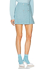 VERSACE Heritage Tweed Skirt in Pale Blue, view 2, click to view large image.