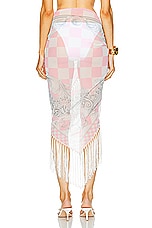VERSACE Fringe Pareo in Pastel Pink, White, & Silver, view 3, click to view large image.