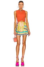 VERSACE Heritage Pleated Mini Skirt in Mauvelous & Citron, view 5, click to view large image.