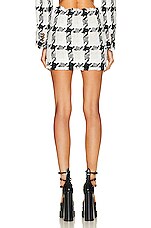 VERSACE Tweed Check Mini Skirt in Bianco & Nero, view 3, click to view large image.
