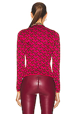 VERSACE La Greca Jacquard Top in Parade Red & Fuchsia, view 3, click to view large image.