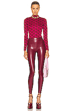 VERSACE La Greca Jacquard Top in Parade Red & Fuchsia, view 4, click to view large image.